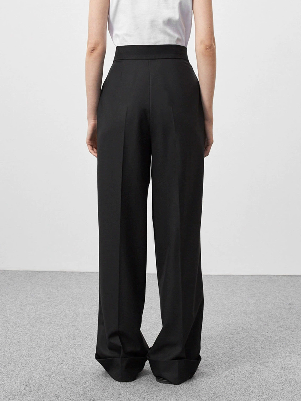Zara Black High Waist Wide Leg Floor Length Drape Office Dress Pants Lady - Picture 2 of 9